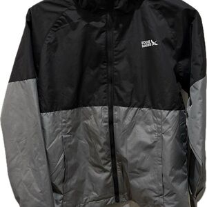 Eddie Bauer Boys’ Black and Gray Hooded Windbreaker Jacket